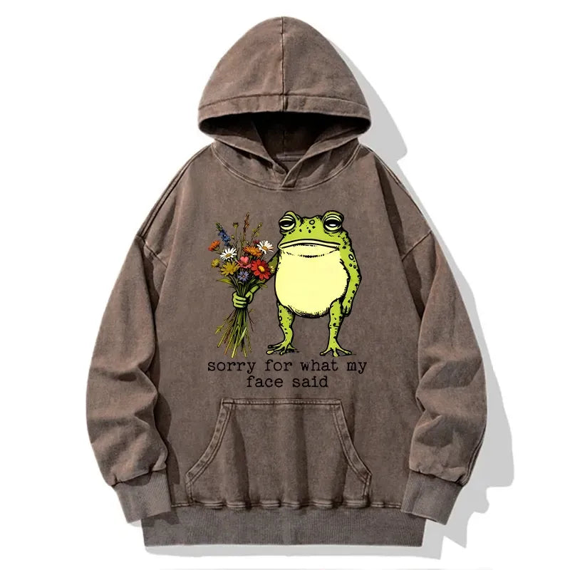 Kyoto-Lion Frog Sorry Mode Activated Washed Hoodie