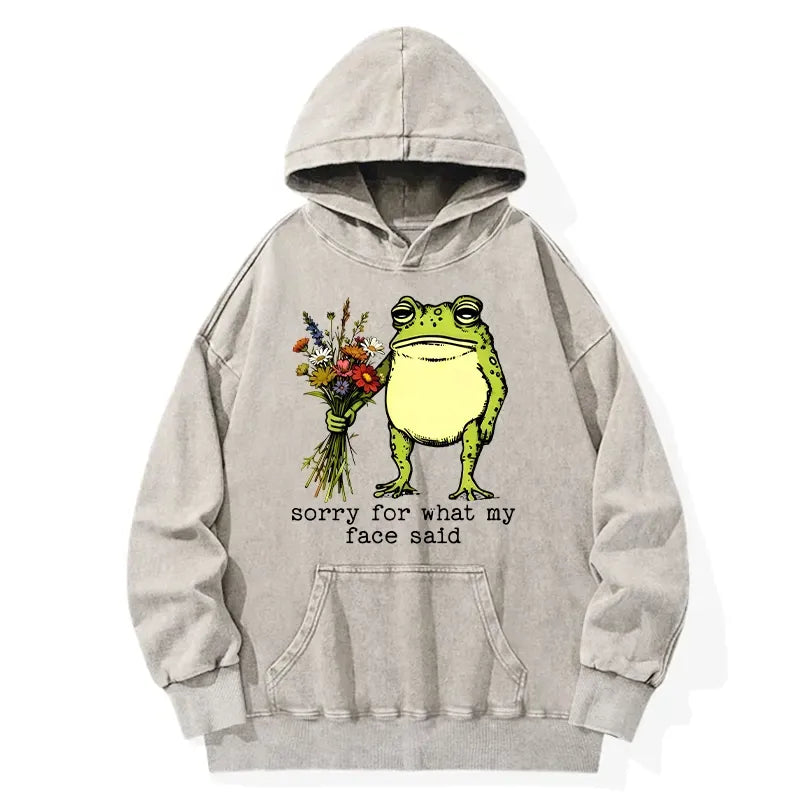 Kyoto-Lion Frog Sorry Mode Activated Washed Hoodie