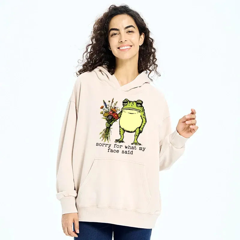 Kyoto-Lion Frog Sorry Mode Activated Washed Hoodie