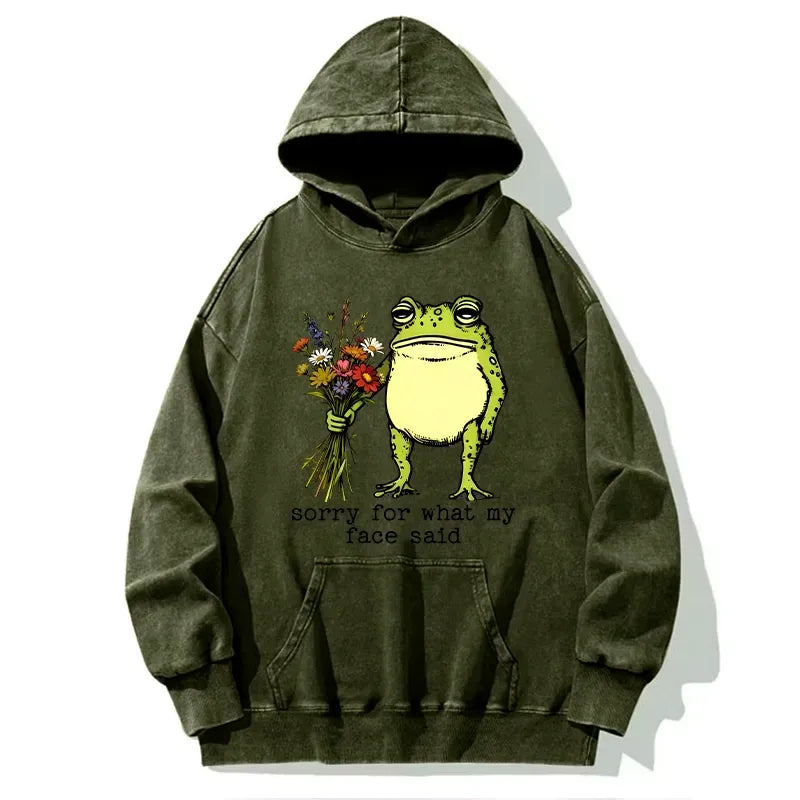 Kyoto-Lion Frog Sorry Mode Activated Washed Hoodie