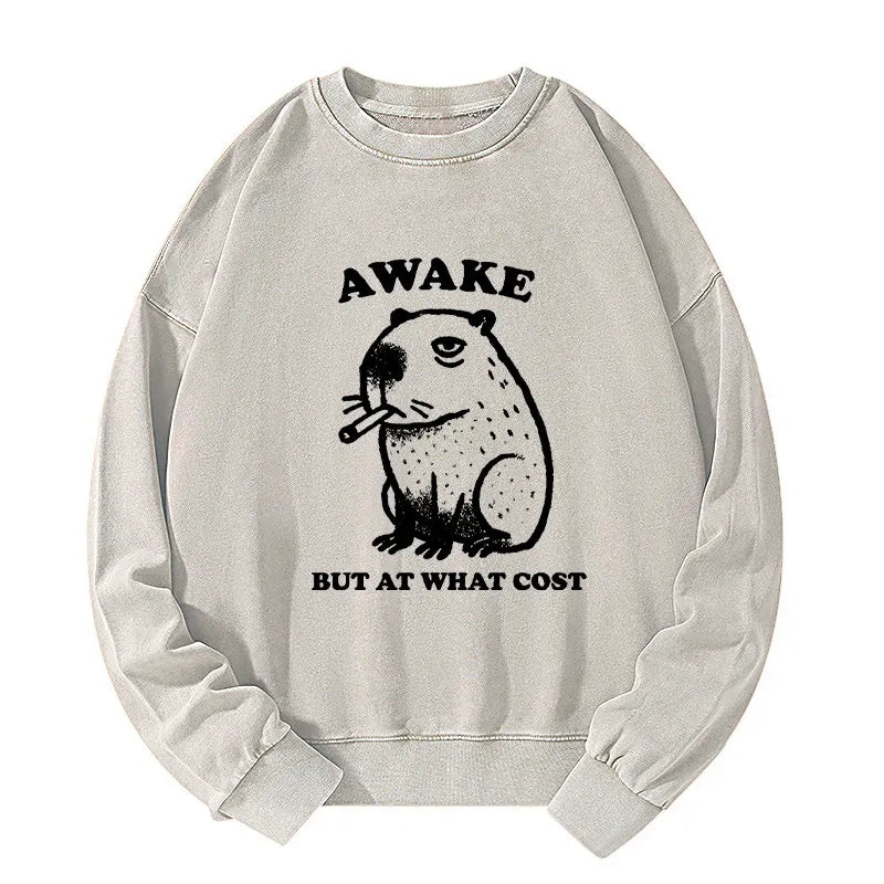 Japanese Capybara Washed Sweatshirt for Daily Wear