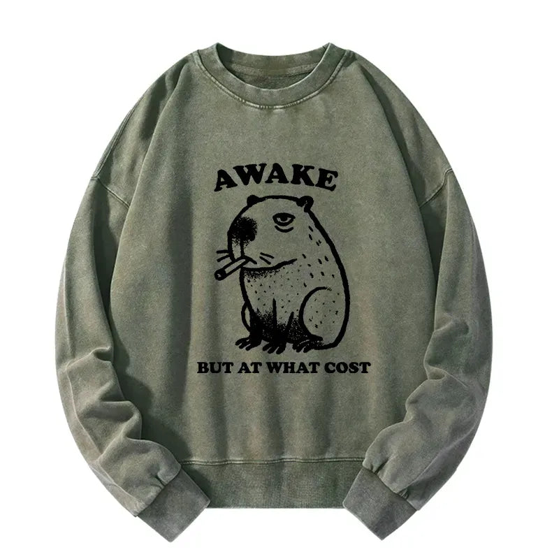 Kyoto-Lion Smoking Capybara Washed Sweatshirt