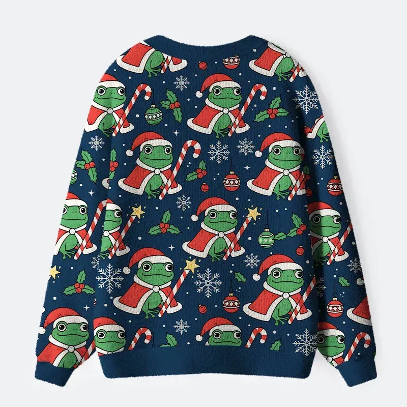 Kyoto-Lion Christmas Frog Ugly Cardigan Sweater