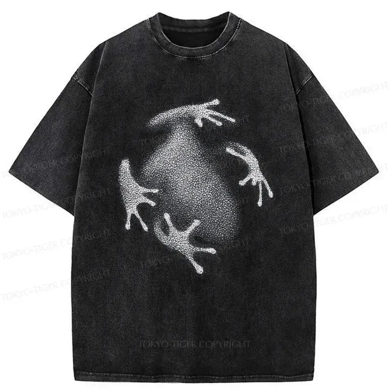 Kyoto-Lion Ink Painting Of Frog Washed T-Shirt