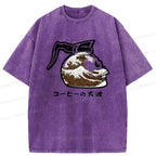 Kyoto-Lion Coffee Pot Skeleton With Waves Washed T-Shirt