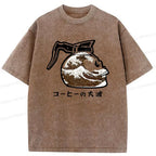 Kyoto-Lion Coffee Pot Skeleton With Waves Washed T-Shirt