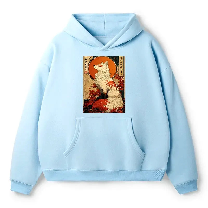 Mythical Kitsune Fleece Hoodie Gift for Her