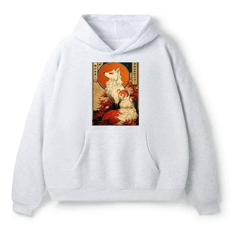 Ukiyo-e Style Nine Tails Pullover Hoodie