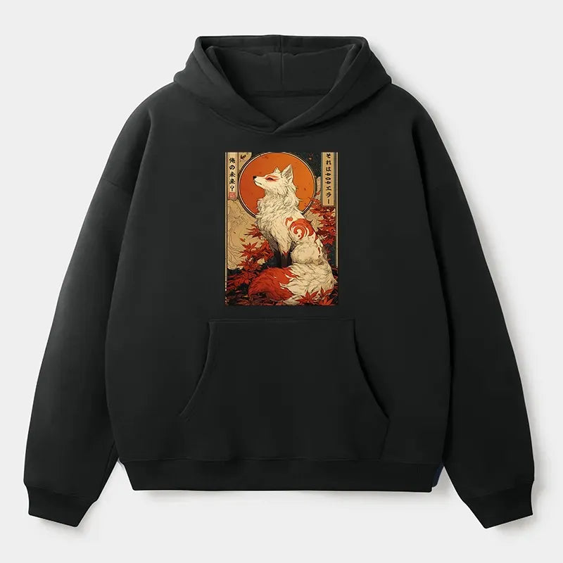Ukiyo-e Style Nine Tails Pullover Hoodie