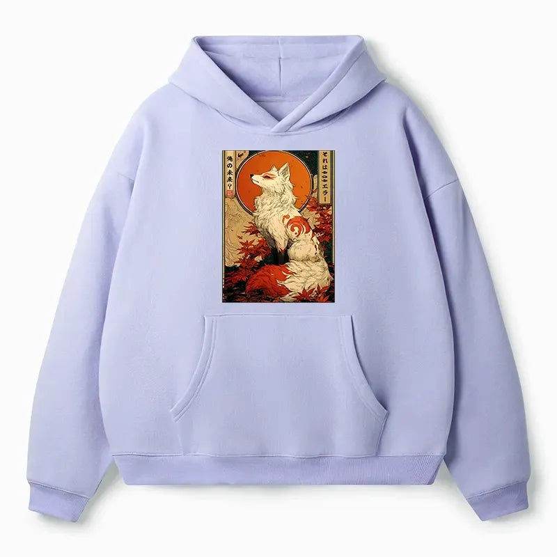 Mythical Kitsune Fleece Hoodie Gift for Her