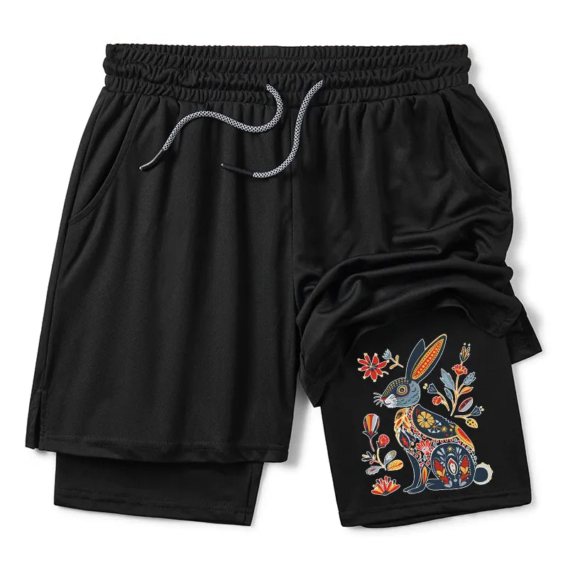 Kyoto-Lion Folk Hare Bloom Training Shorts