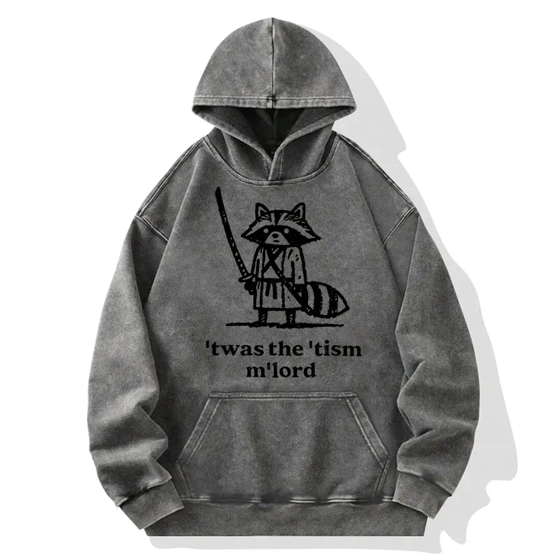 Kyoto-Lion Focused Samurai Raccoon Washed Hoodie