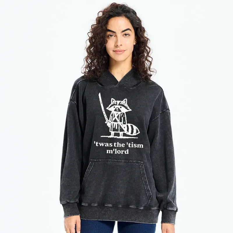 Kyoto-Lion Focused Samurai Raccoon Washed Hoodie