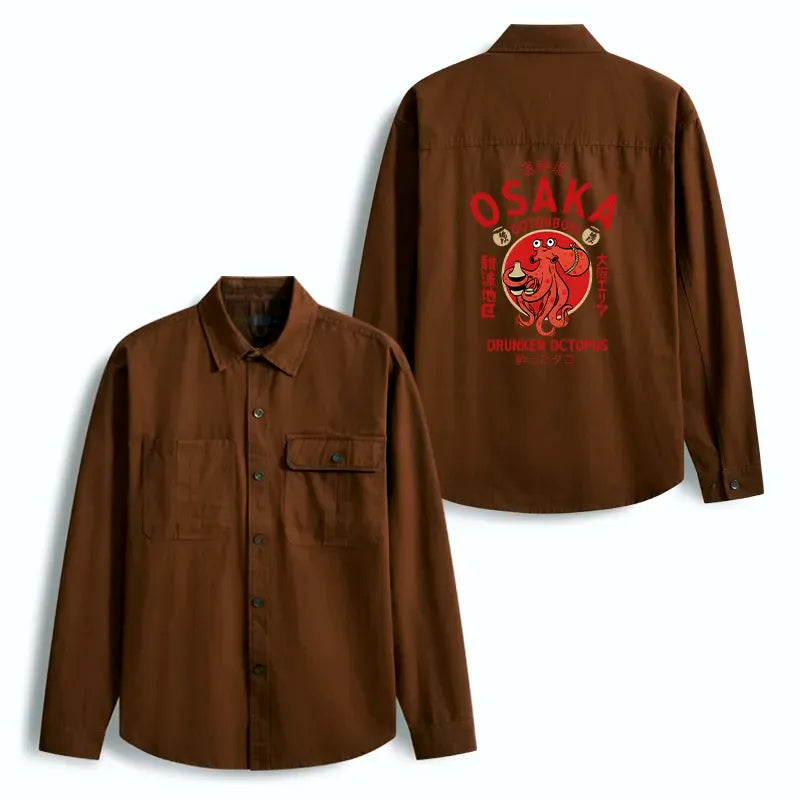 Kyoto-Lion Drunken Octopus Japan Men's Corduroy Work Jacket