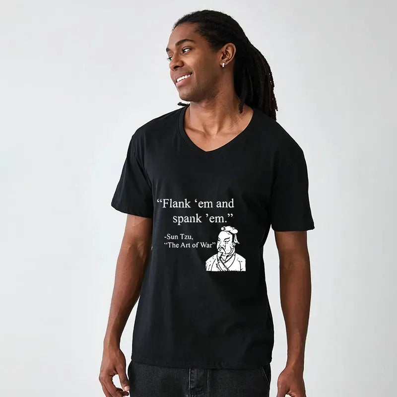 Japanese Funny V-Neck T-Shirt for Daily Wear