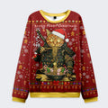 cat eating ramen christmas ugly sweatshirt