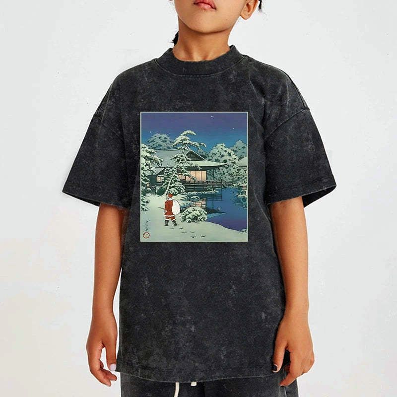 Japanese Ukiyoe Santa Claus Kids T-Shirt