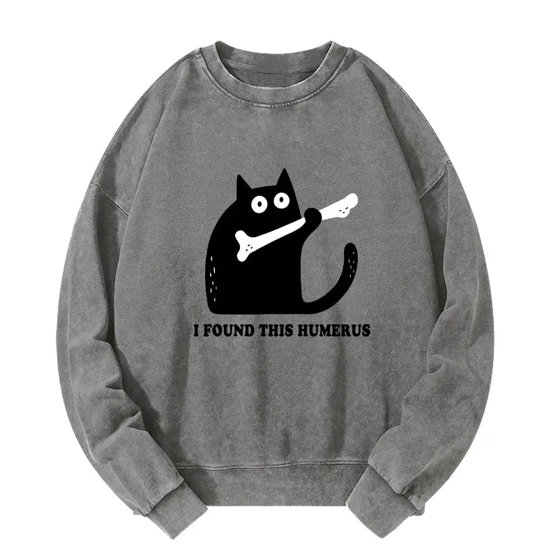 Japanese Cat Washed Sweatshirt for Casual Wear