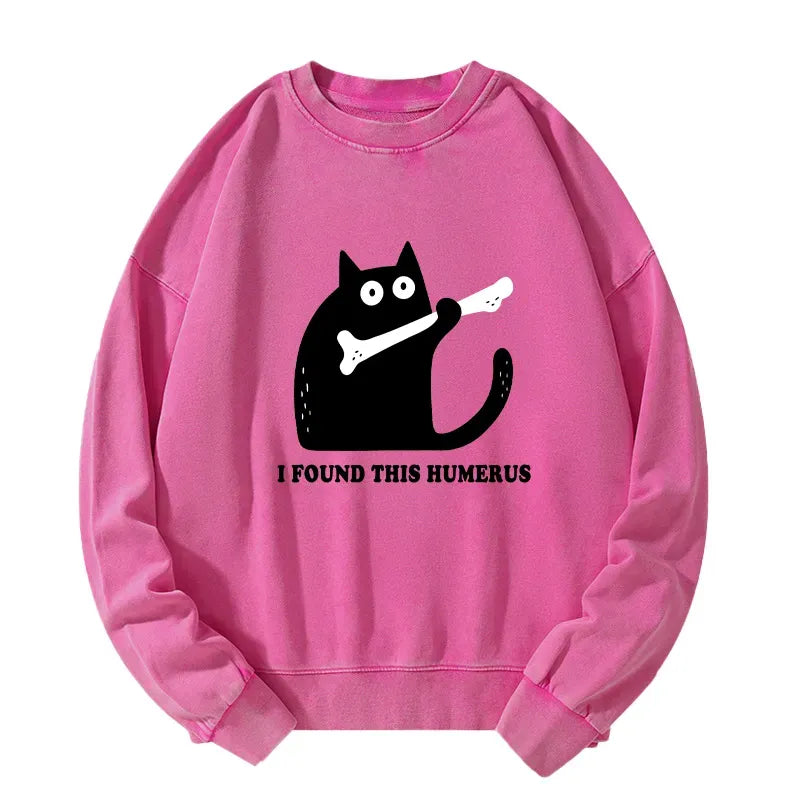 Kyoto-Lion Cat Found This Humerus Washed Sweatshirt