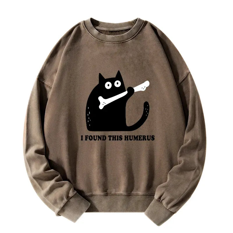Kyoto-Lion Cat Found This Humerus Washed Sweatshirt