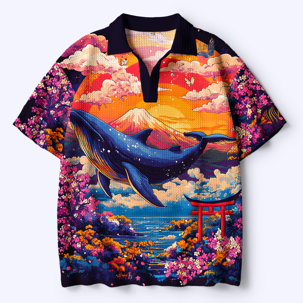 Kyoto lion whale shirt for summer vacation
