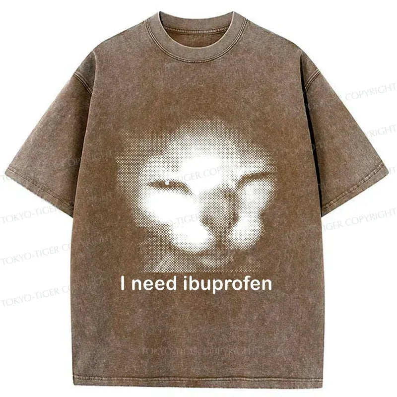 Blurry Cat Washed T-Shirt for Gift