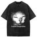 Blurry Cat Washed T-Shirt for Gift