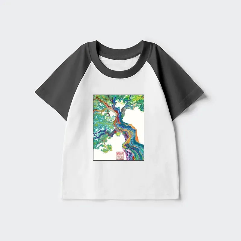 Colorful Magic Tree Kids Raglan T-shirt