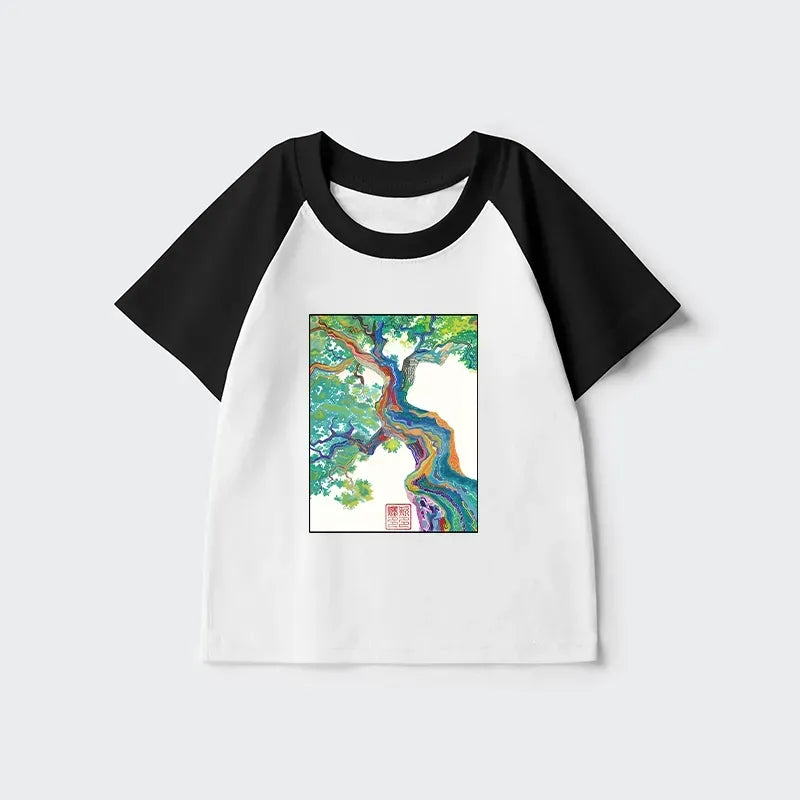 Colorful Magic Tree Kids Raglan T-shirt