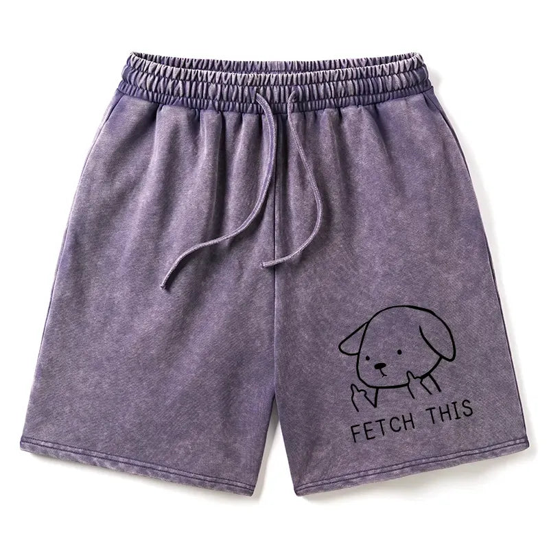 Kyoto-Lion Fetch This Dog Washed Shorts