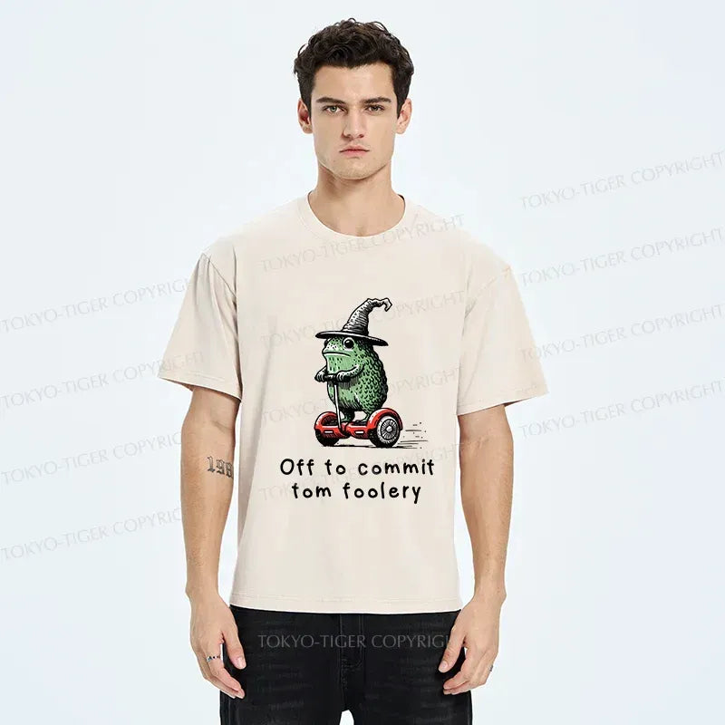 Kyoto-Lion Frog Riding A Balance Scooter Washed T-Shirt