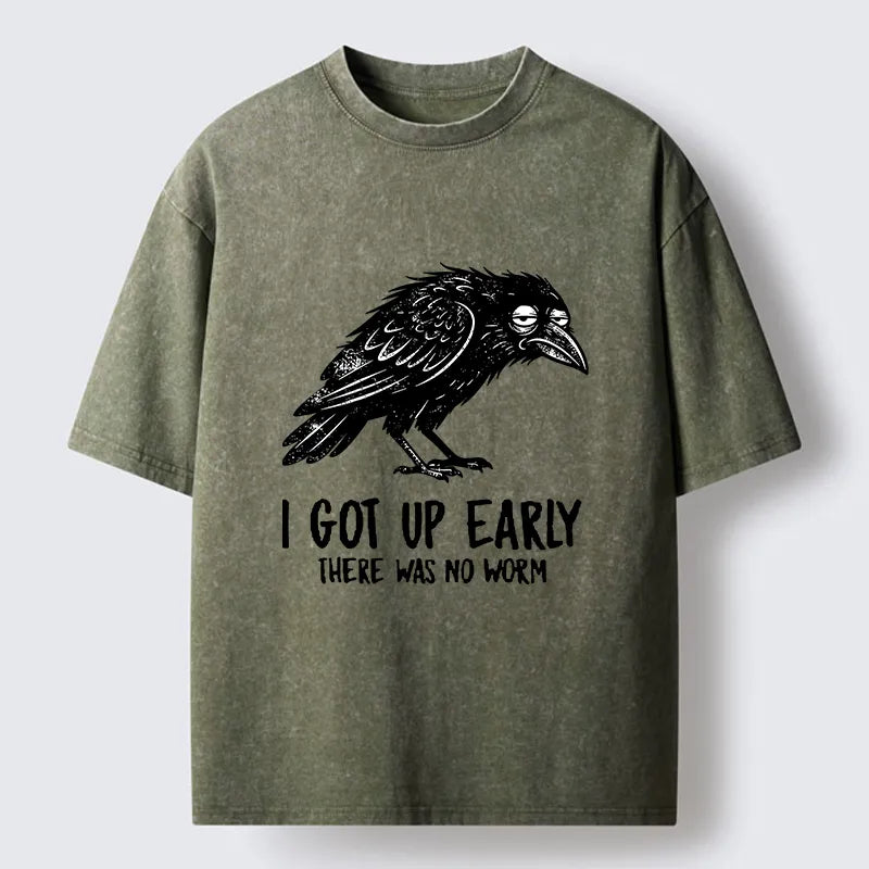 Kyoto-Lion Hungry Crow Funny Washed T-Shirt
