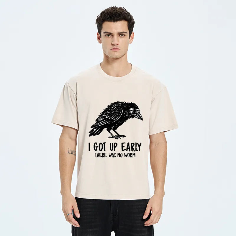 Kyoto-Lion Hungry Crow Funny Washed T-Shirt