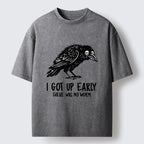 Kyoto-Lion Hungry Crow Funny Washed T-Shirt