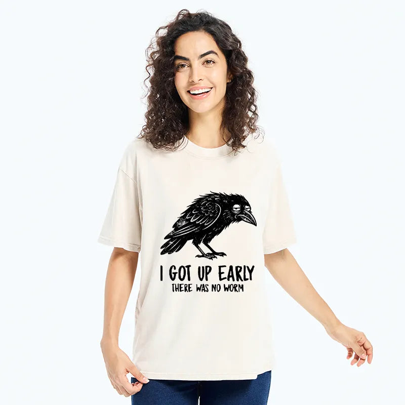 Kyoto-Lion Hungry Crow Funny Washed T-Shirt