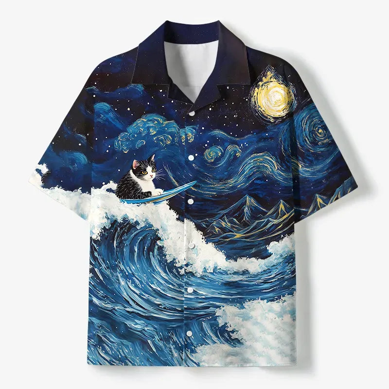 Great Wave Off Cat Vintage Shirt for Daily Wear
