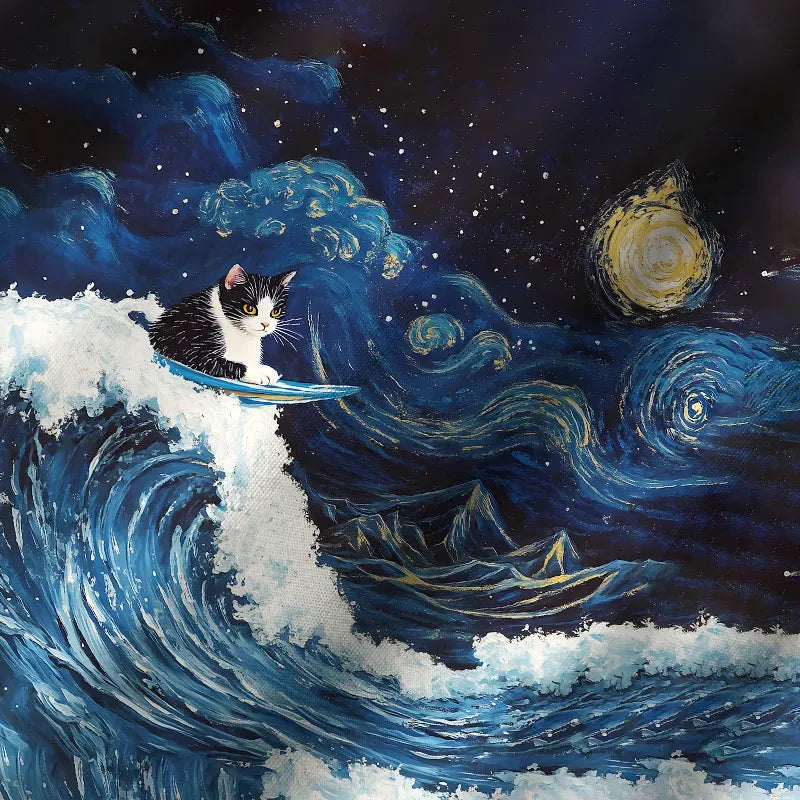 Great Wave Off Cat Vintage Shirt for Daily Wear