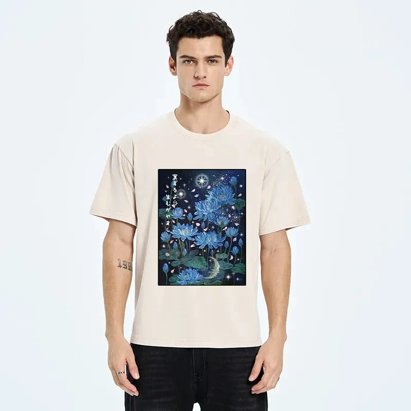 Kyoto Lotus Star Ukiyo-e T-Shirt for Summer
