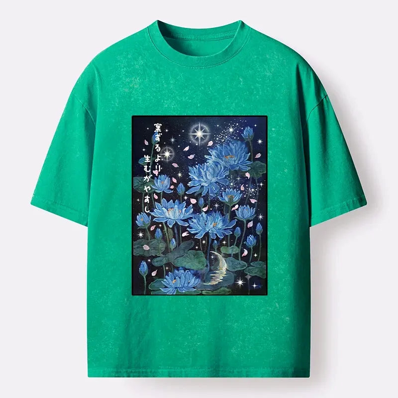 Kyoto Lotus Star Ukiyo-e T-Shirt for Summer