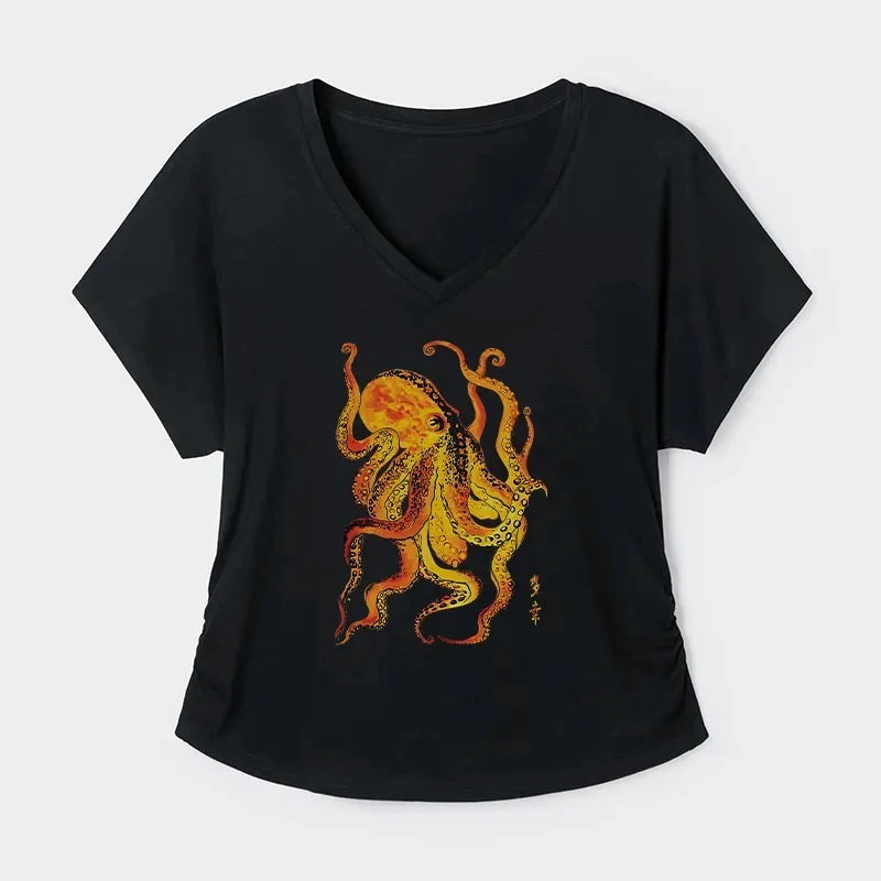 Kyoto-Lion Deep Sea Gorgeous Octopus Modal Dolman Sleeve T-Shirt