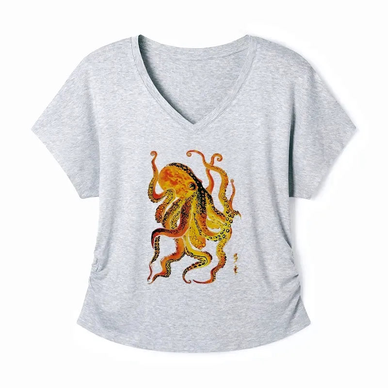Kyoto-Lion Deep Sea Gorgeous Octopus Modal Dolman Sleeve T-Shirt