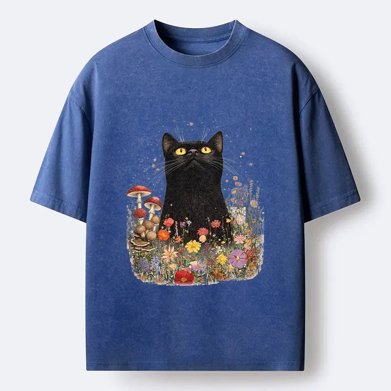 Black Cat Retro Streetwear Tee