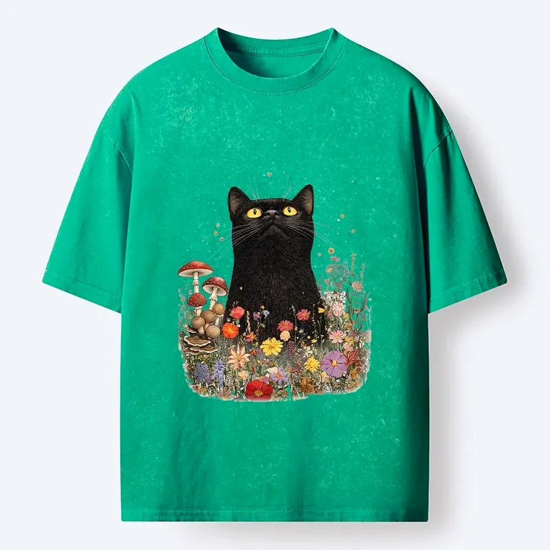 Black Cat Retro Streetwear Tee