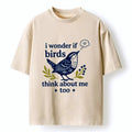 Kyoto-Lion Whimsical Bird Sweet Thought Washed T-Shirt