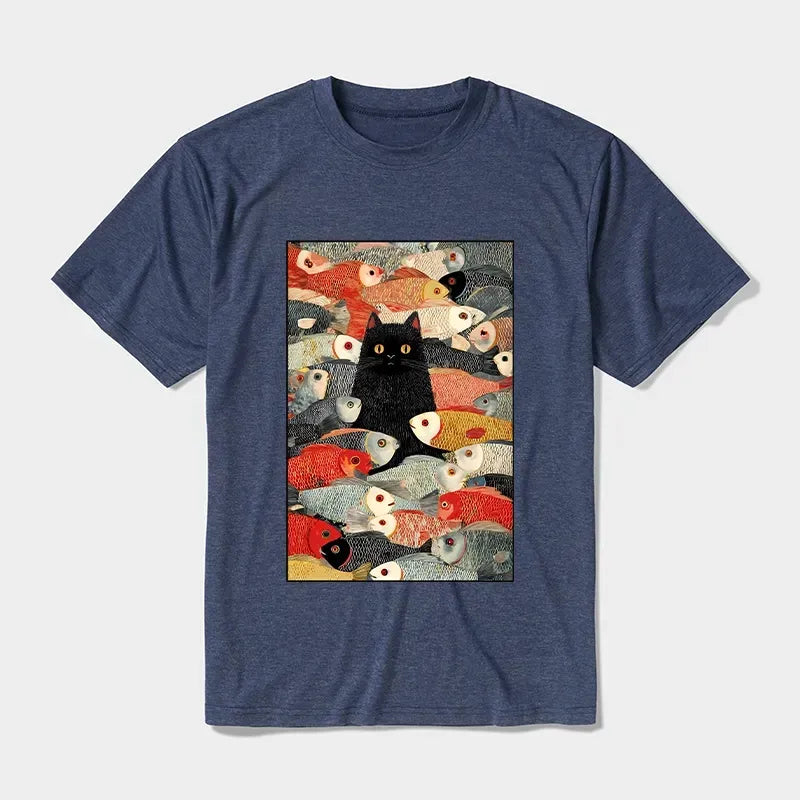 Japanese Cat T-Shirt for Daily Wear