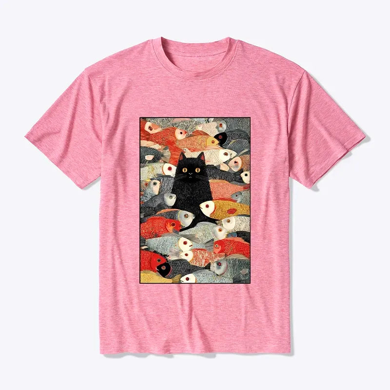 Japanese Cat T-Shirt for Daily Wear