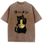 Funny Black Cat Ramen Shirt Gift for Her
