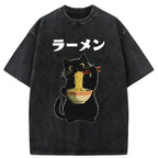 Funny Black Cat Ramen Shirt Gift for Her