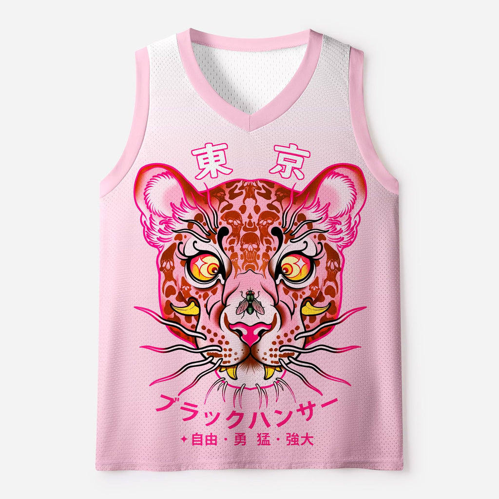 Kyoto-Lion Dream-Colored Dreamscape Leopard Mesh Tank Top
