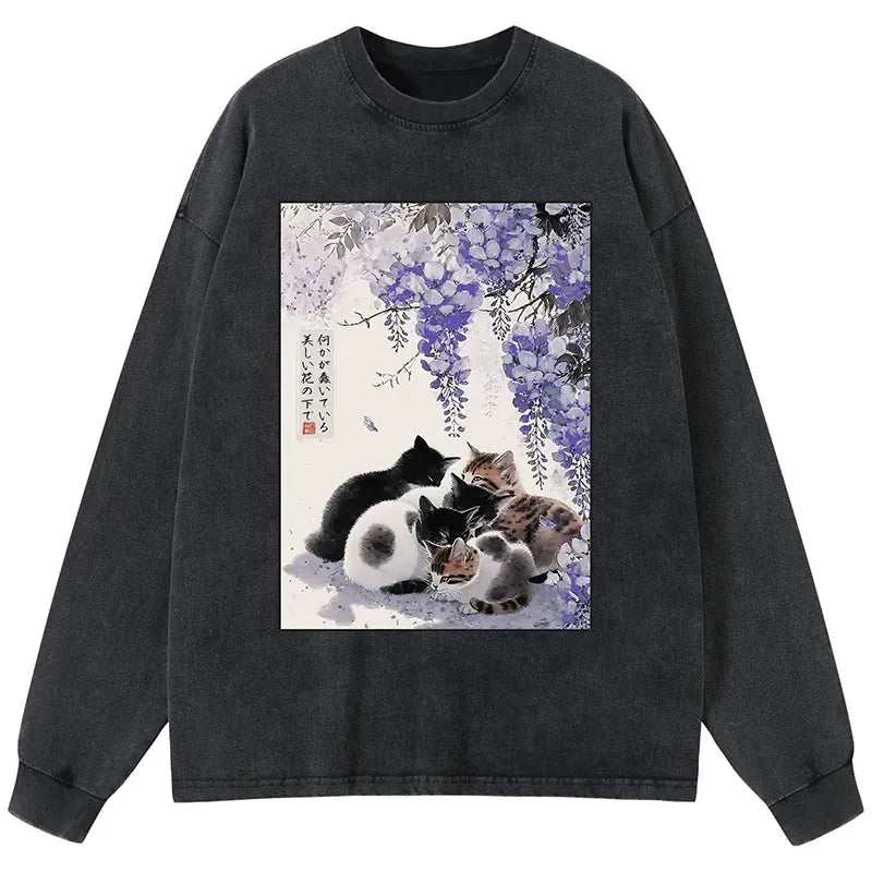 Japanese Cats Wisteria Long Sleeve